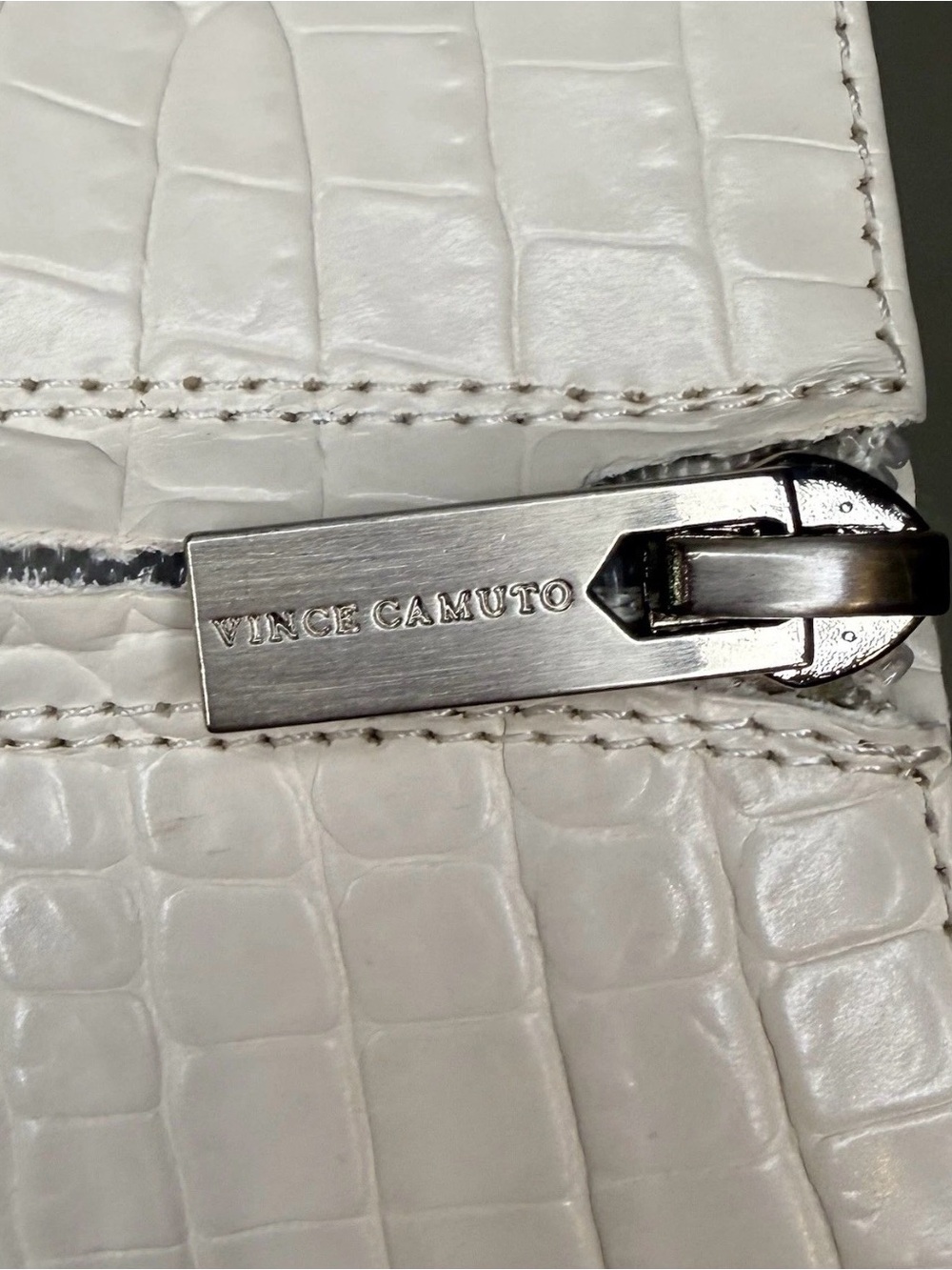 Vince Camuto Croc-Embossed Cream Wedge Ankle Boots - Picture 14 of 15